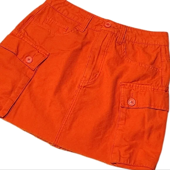 Orange Signature8 Raw Hem Mini Skirt Size Small - Picture 3 of 8